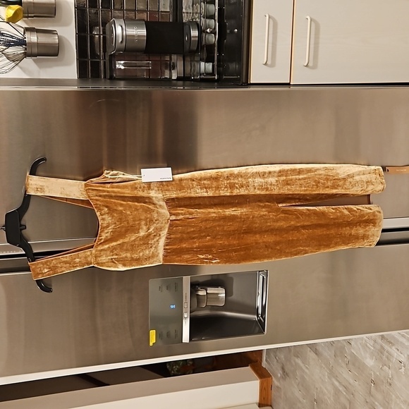 💕REFORMATION💕 Emira Velvet Dress ~ Gold 2 NWT - Picture 11 of 16